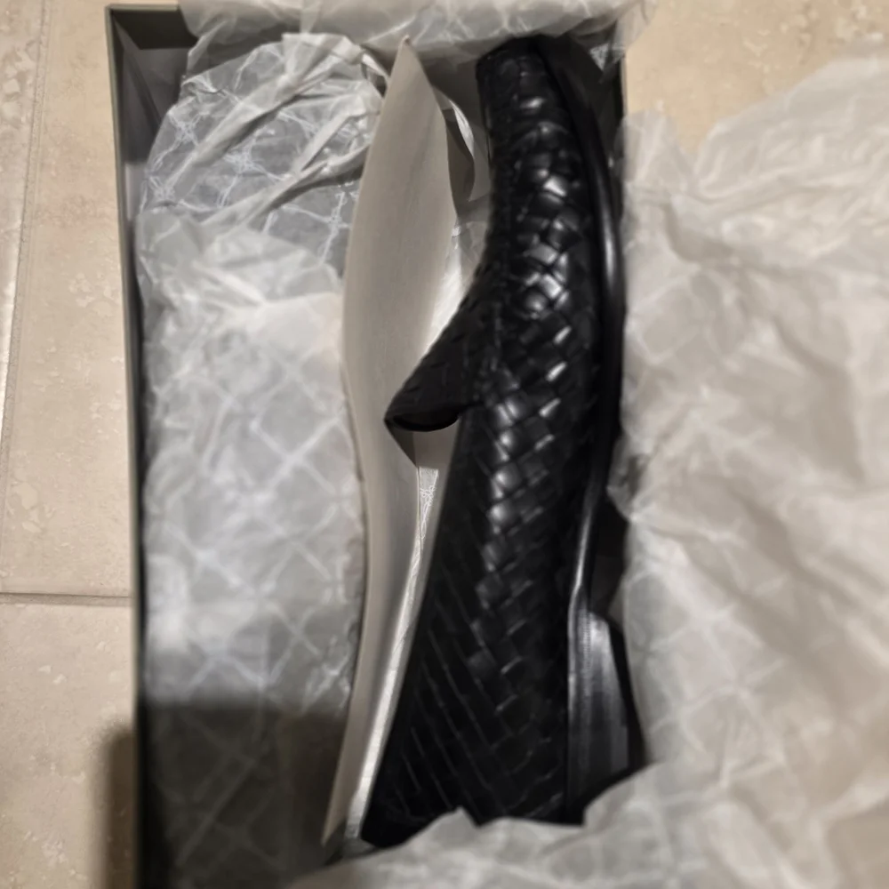 Cole Haan Black Woven Leather Slip-On Loafers